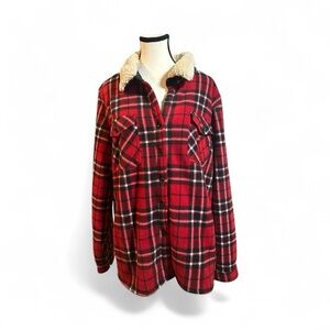 Soho Red Plaid Fleece Lined Jacket